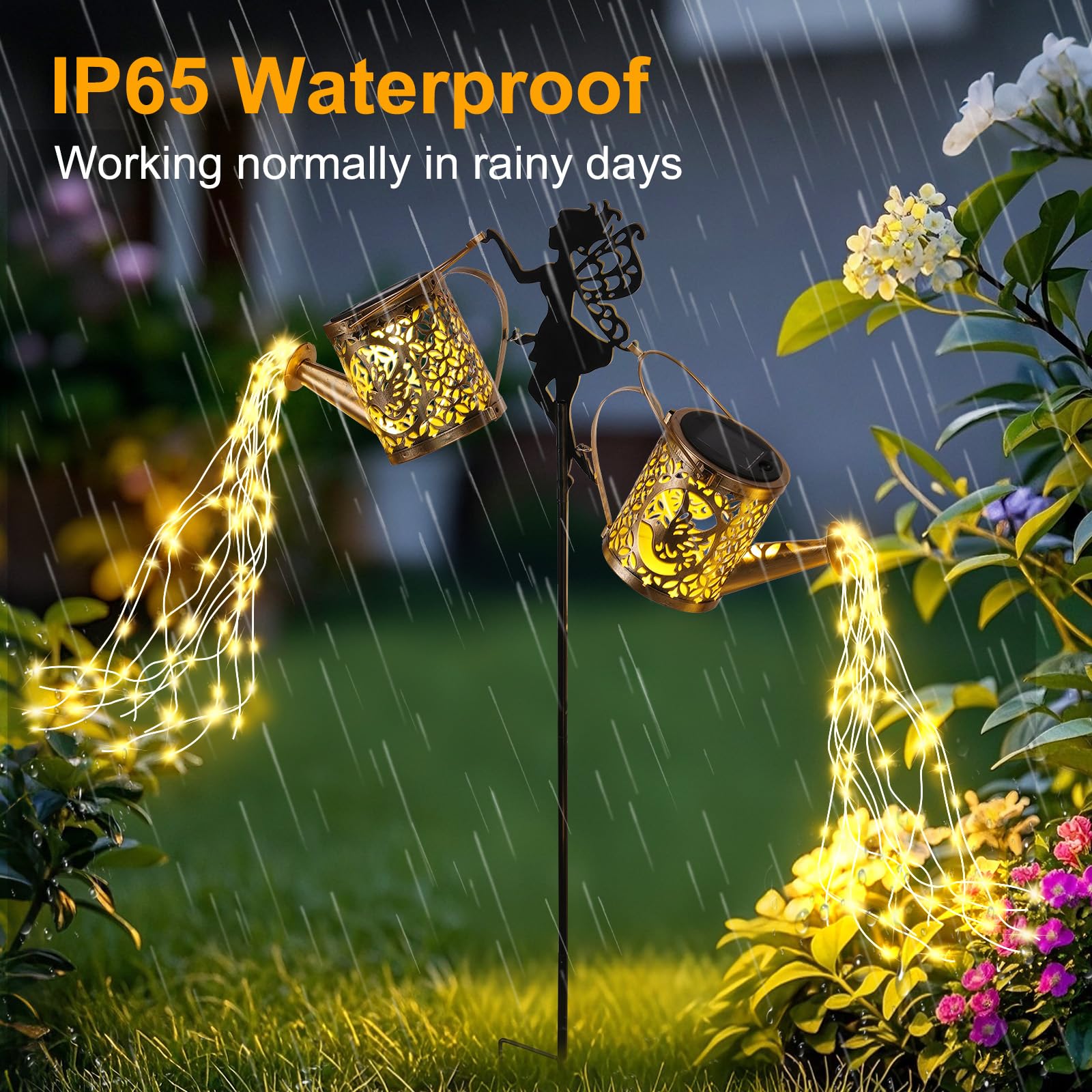 ZKLiLi Solar Fairy Hummingbird Watering Can Lights Outdoor, IP65